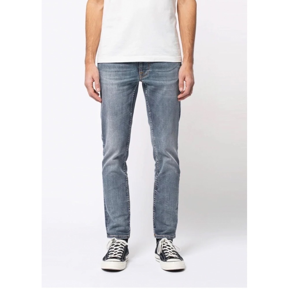 Nudie Jeans Lean Dean Broken Sage Blue 34x34 34x32 Slim Tapered Organic Denim